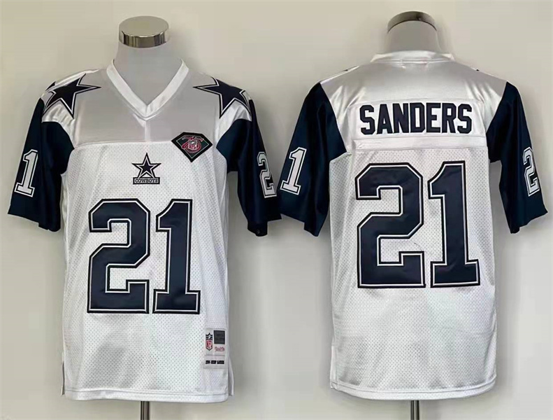 Men's Dallas Cowboys Deion Sanders Mitchell & Ness White Legacy Jersey